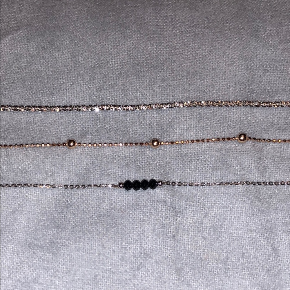 Set of 3 Sterling Silver Dainty Bracelets